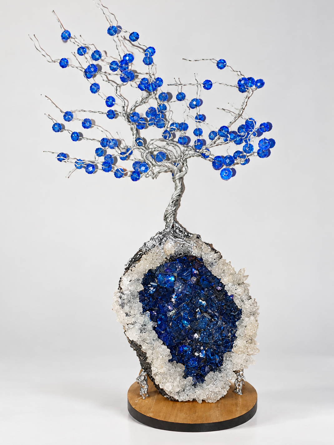 Blue Glass Geode Tree