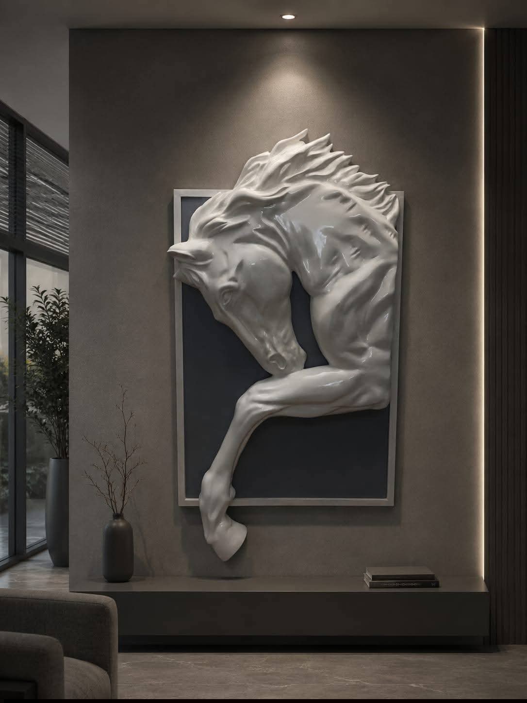 Handmade Horse Bas Relief