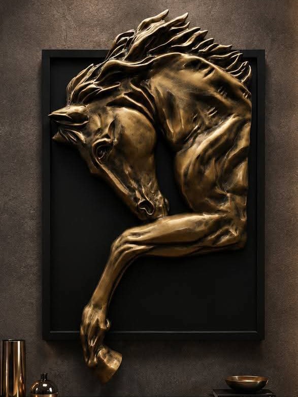 Handmade Horse Bas Relief