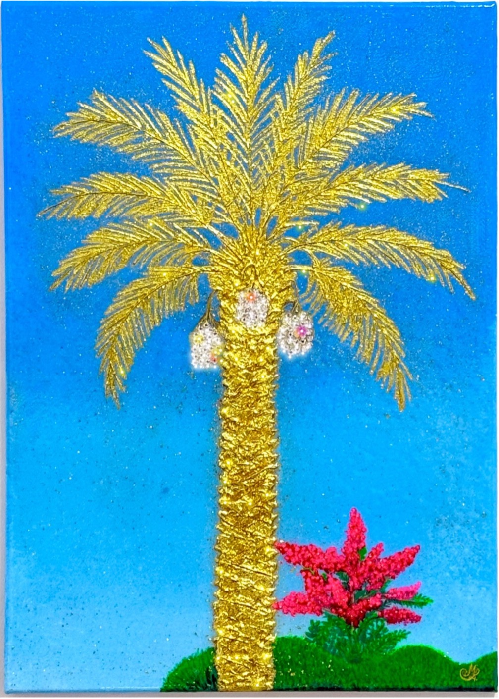 “Golden Palm & a Marmalade Sky, Bougainvillea” // “النخلة الذهبية في سماء المارماليد والبوغنفيلية” 